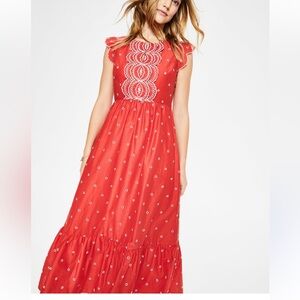 Boden size 10 medium Lucinda broderie Red white Embroidered Dress